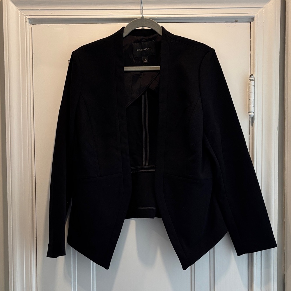 Banana Republic Collarless Black Blazer
